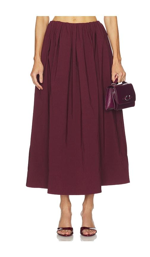 Camila Coelho Carina Midi Skirt in Burgundy by CAMILA COELHO