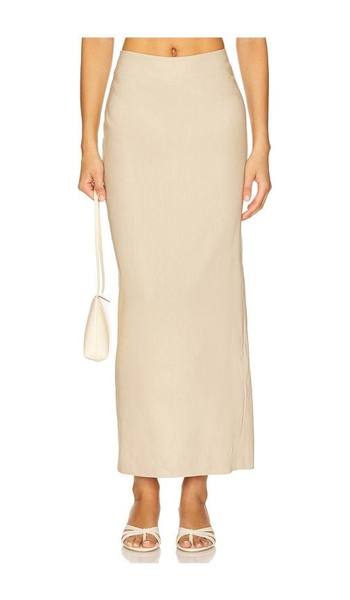Camila Coelho Delanie Midi Skirt in Beige by CAMILA COELHO