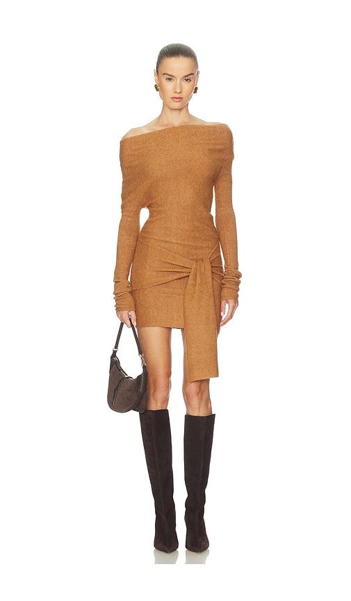 Camila Coelho Leonie Off The Shoulder Dress in Brown by CAMILA COELHO