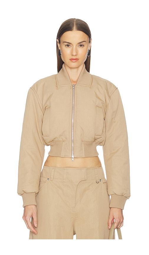 Camila Coelho Maiara Bomber Jacket in Taupe by CAMILA COELHO