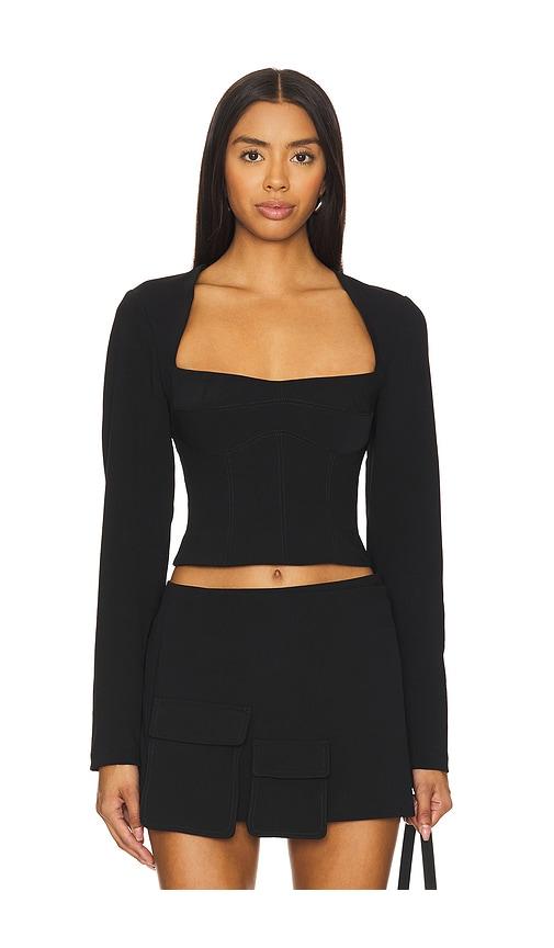 Camila Coelho Millie Long Sleeve Top in Black by CAMILA COELHO