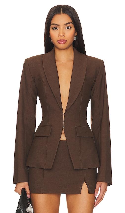 Camila Coelho Mireia Tailored Jacket in Brown by CAMILA COELHO