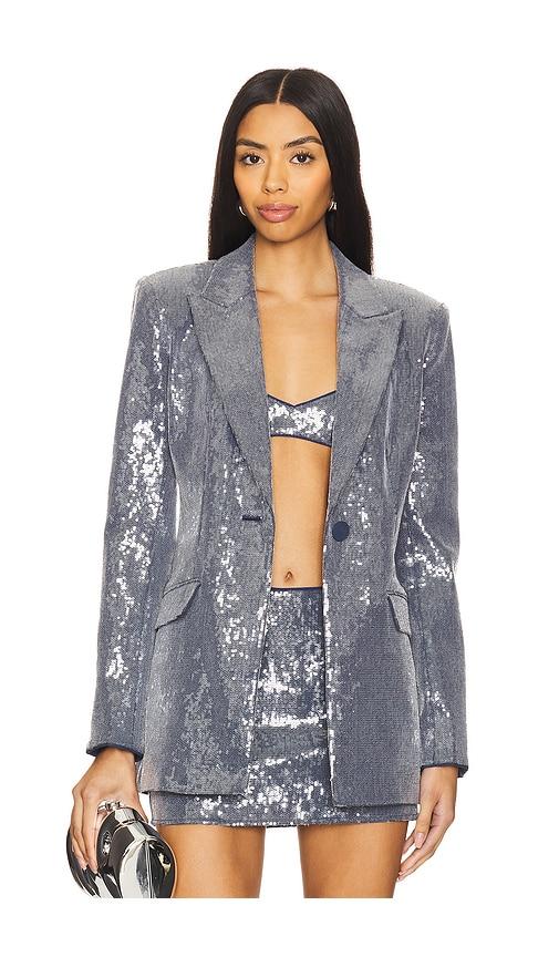 Camila Coelho Mori Blazer in Metallic Silver by CAMILA COELHO