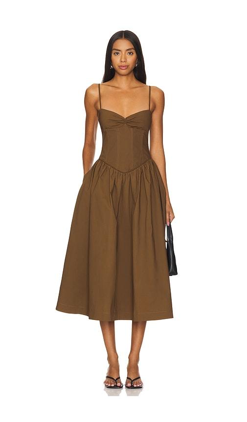 Camila Coelho Moroccan Midi Dress in Brown by CAMILA COELHO
