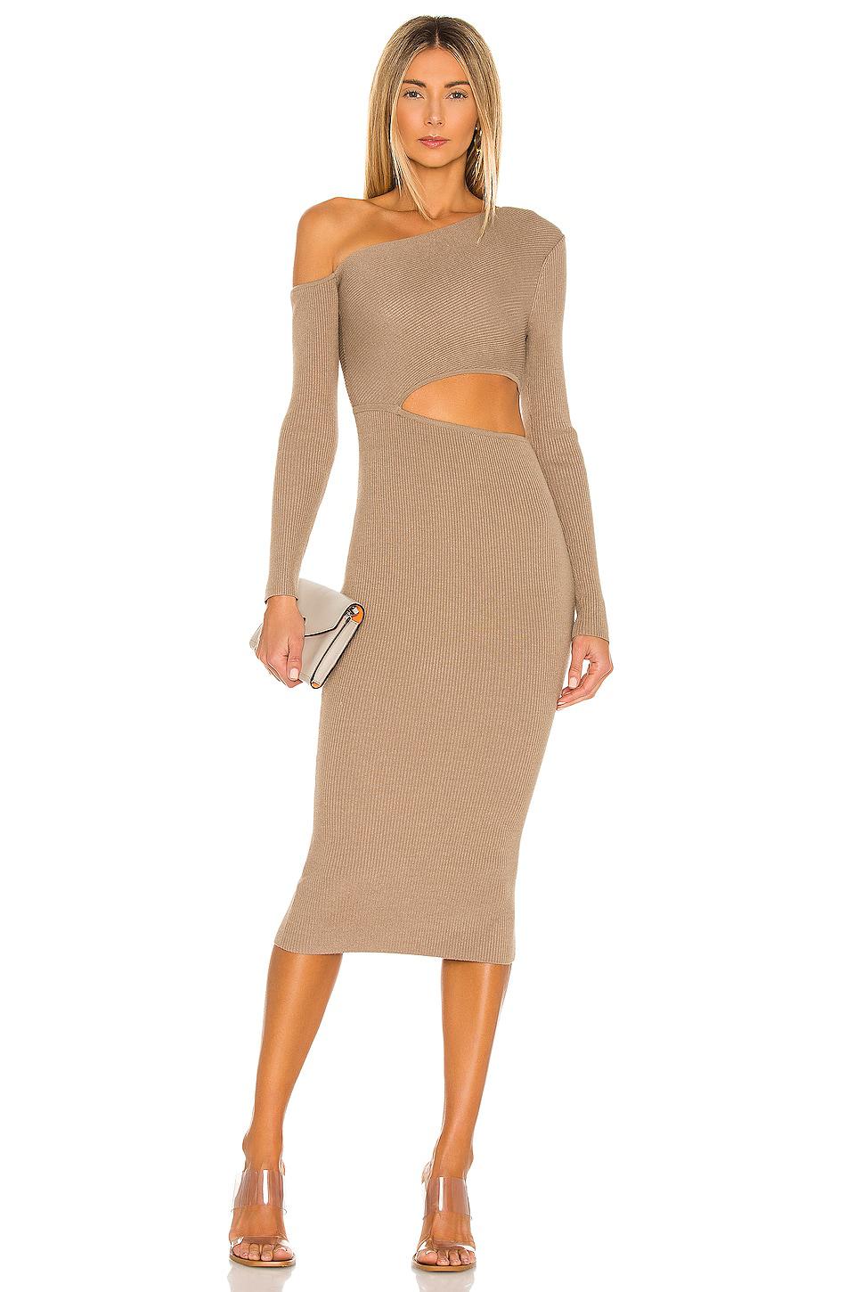 Camila Coelho Nahla Knit Dress in Taupe by CAMILA COELHO