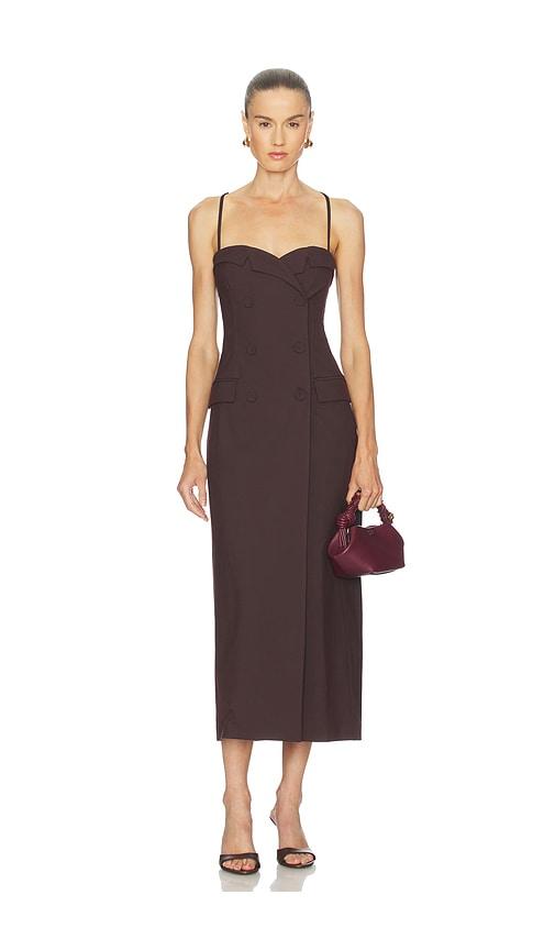 Camila Coelho Noeme Midi Dress in Burgundy by CAMILA COELHO