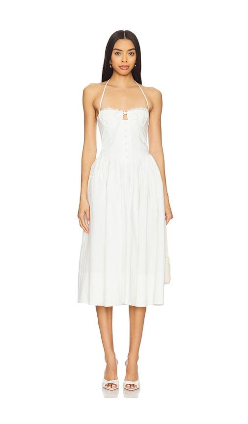 Camila Coelho Paz Midi Dress in White by CAMILA COELHO