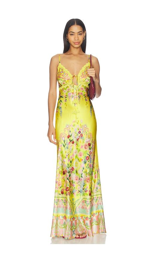 Camilla Bias Slip Dress With Lace Edge Detail in Yellow by CAMILLA