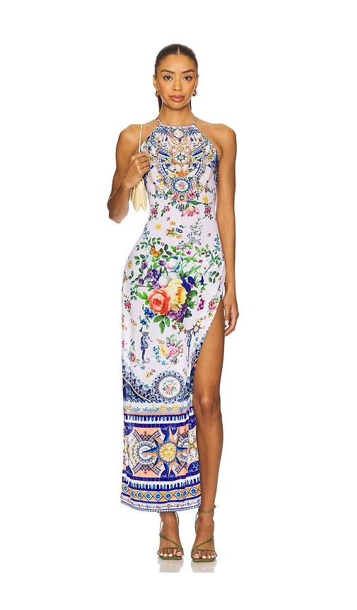 Camilla High Neck Long Dress in White,Blue by CAMILLA