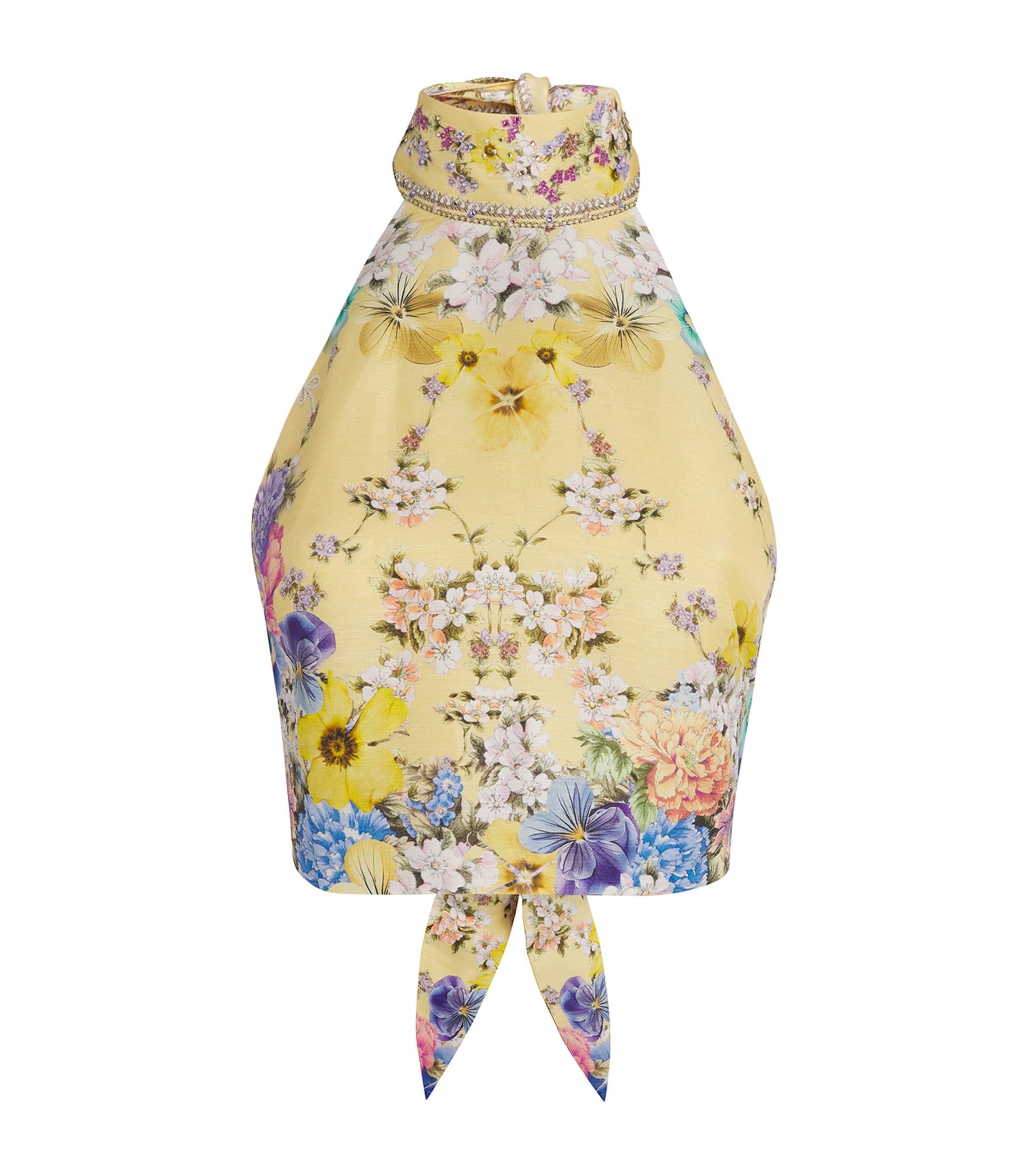 Camilla Linen-Silk Darling Buds Halter Top by CAMILLA