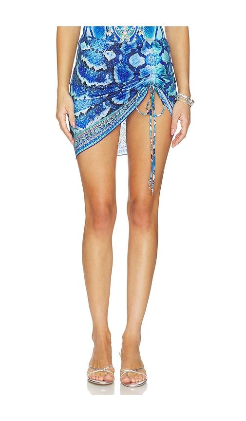 Camilla Ruched Short Sarong With Ring Front Trim in Blue by CAMILLA