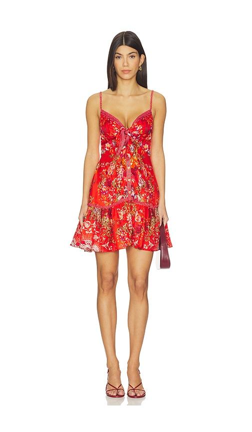 Camilla Tie Front Short Dress With Hem Ruffle in Ol&eacute; Ol&eacute; in Red by CAMILLA