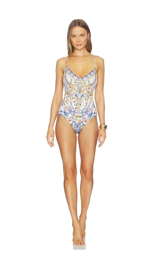 Camilla V Neck One Piece in White,Blue by CAMILLA