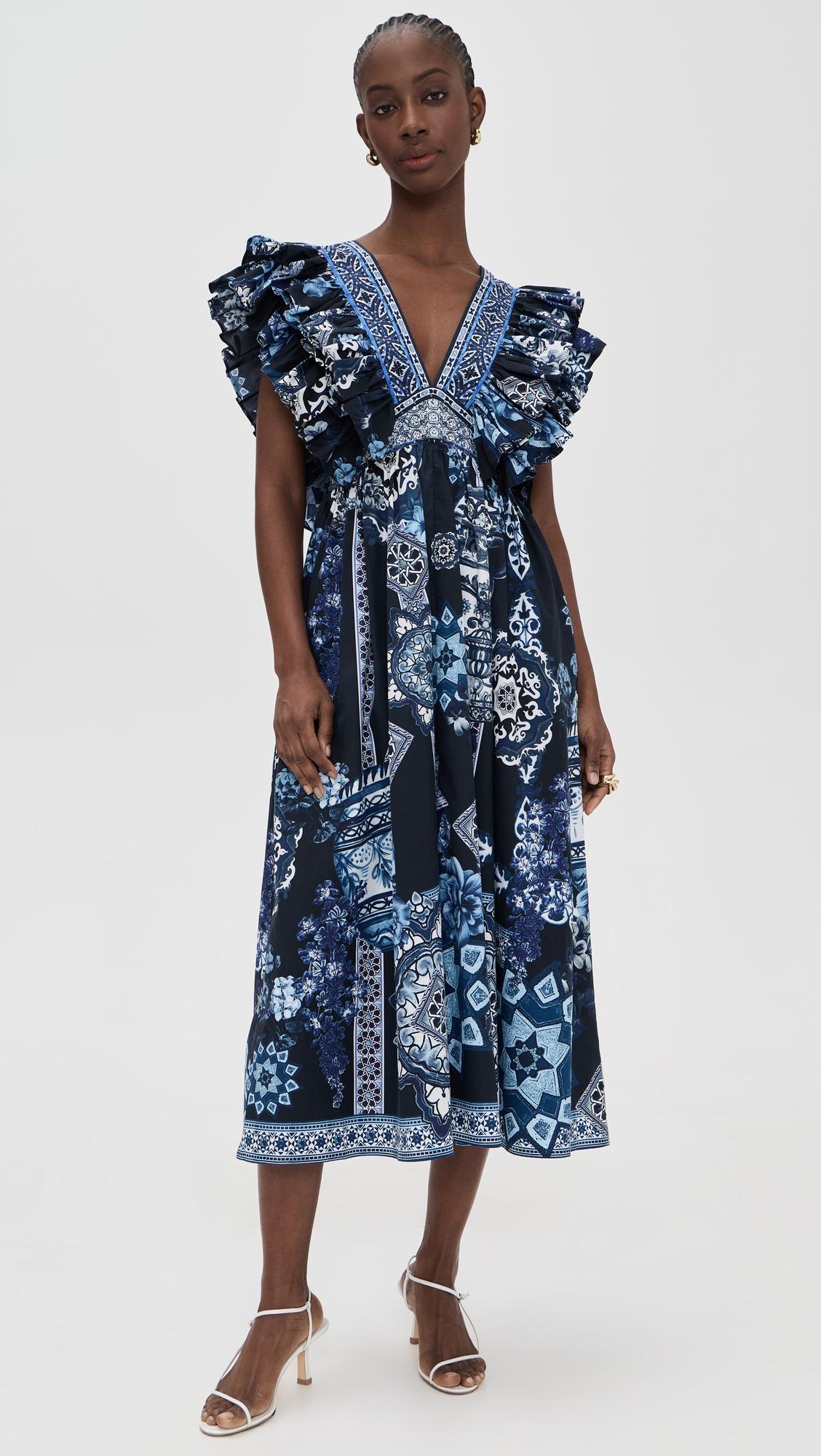 Double Frill Sleeve Midi Dress by CAMILLA