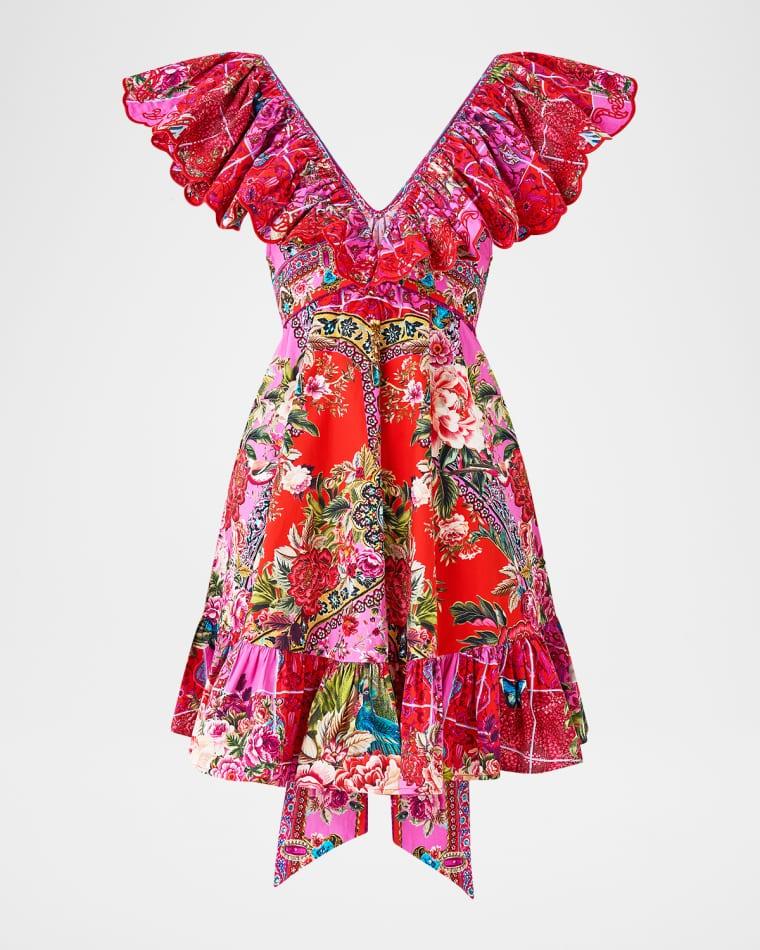 Heirloom Empire Frill-Neck Mini Dress by CAMILLA