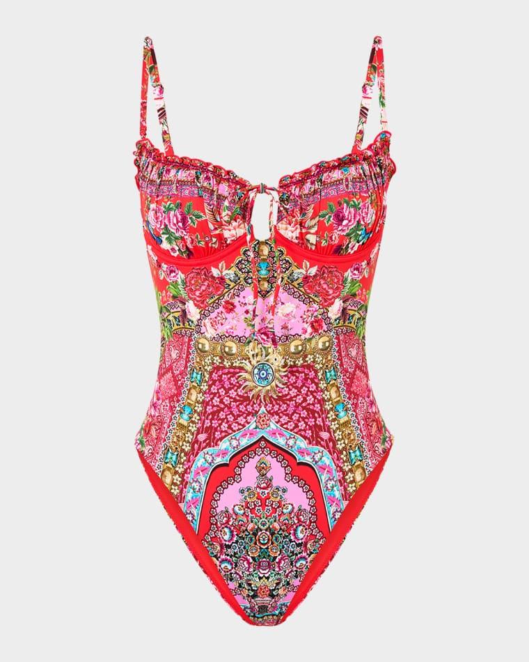 Heirloom Empire Ruched Cup Underwire One-Piece Swimsuit by CAMILLA