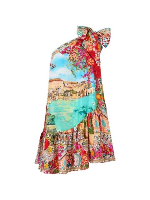 Meet Me in Mallorca tie-shoulder ruffled mini dress by CAMILLA