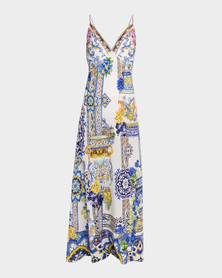 Milla in Sevilla V-Neck Bias Slip Dress by CAMILLA