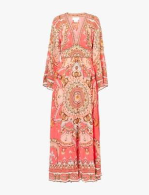 Plunge-neck silk-crepe maxi dress by CAMILLA