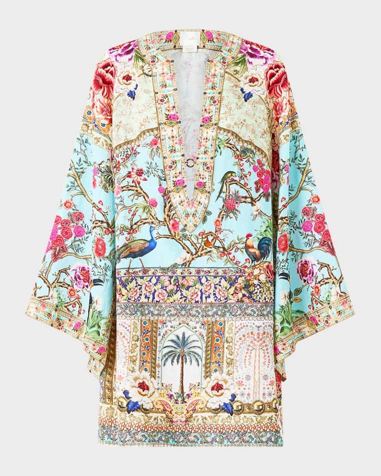 Sultans and Queens Deep V-Neck Hardware Mini Kaftan by CAMILLA