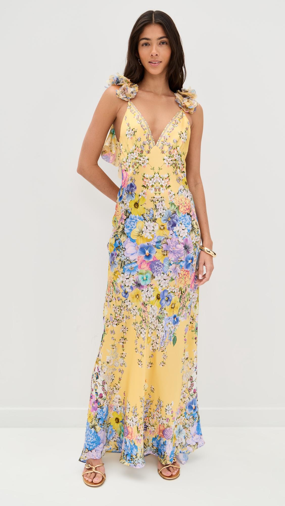 V Neck Bias with Back Frill Slip Dress by CAMILLA V Neck Bias with Back Frill Slip Dress by CAMILLA