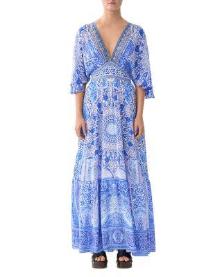 V Neck Silk Maxi Dress by CAMILLA