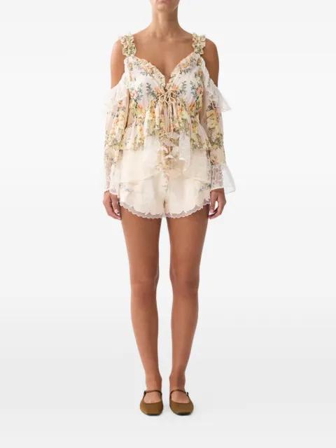floral lace trim shorts by CAMILLA