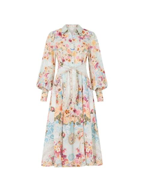 floral-print tie-waist shirt dress by CAMILLA
