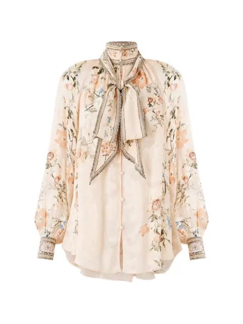 pussy-bow floral print top by CAMILLA