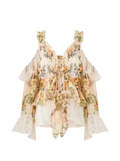 ruffled floral print top by CAMILLA