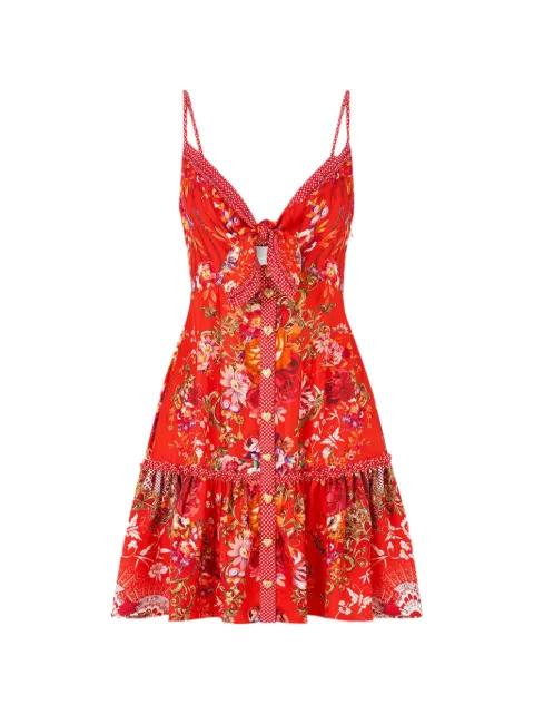 tie-front ruffle mini dress by CAMILLA