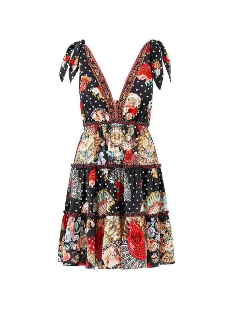 tiered shoulder-ties mini dress by CAMILLA