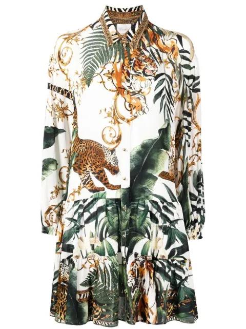 tiger-print tiered shirtdress by CAMILLA
