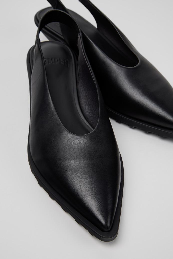 Anita Black Leather Semi-Open Shoes for Women. by CAMPER