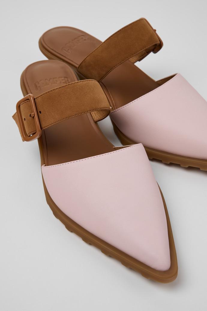 Anita Pink Leather and Nubuck Semi-Open Shoes for Women. by CAMPER