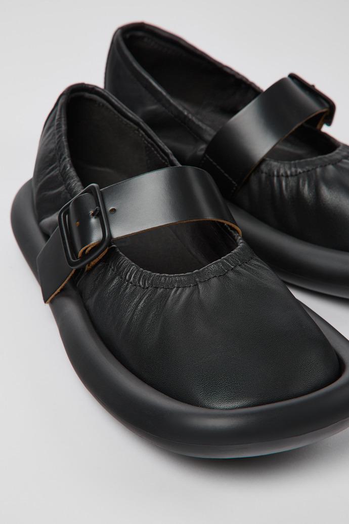 Aqua Black Leather Ballerina for Women by CAMPER