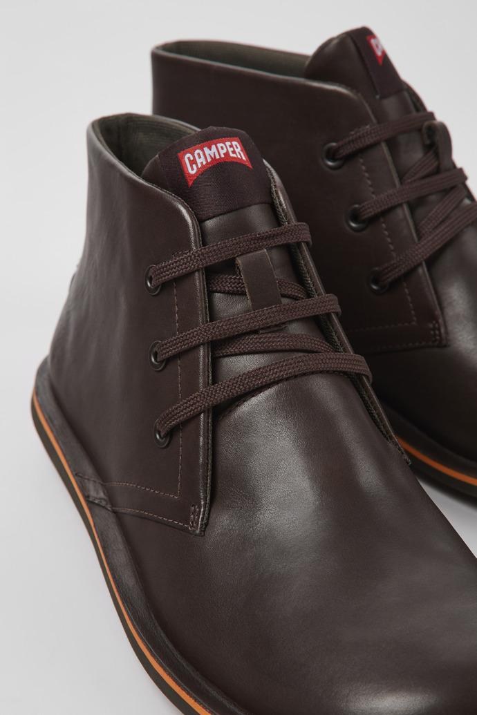 Beetle Brown Leather Ankle Boots for Men. by CAMPER