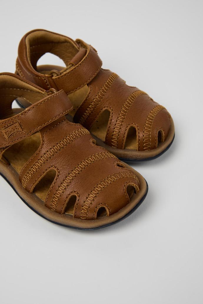 Bicho Brown Leather Closed Sandals for kids. by CAMPER