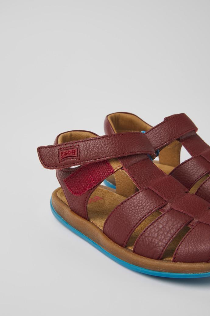 Bicho Burgundy leather sandals for kids by CAMPER