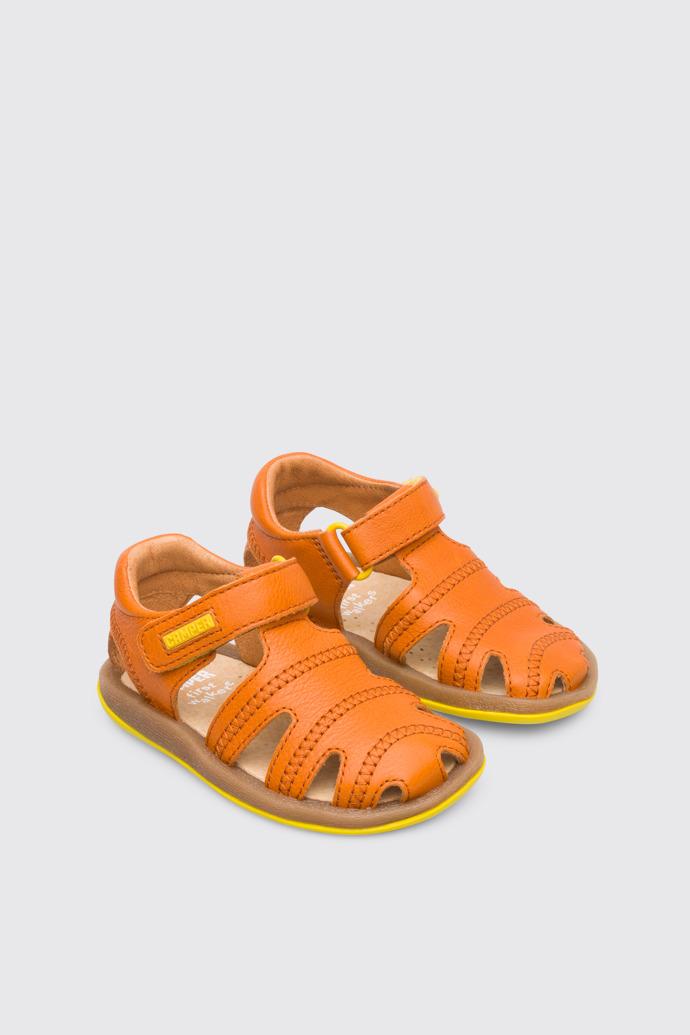Bicho Closed dark orange T-strap sandal for kids by CAMPER