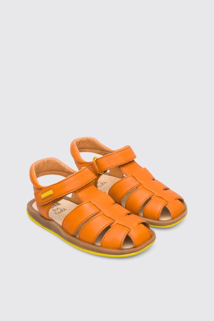 Bicho Closed dark orange T-strap sandal for kids by CAMPER