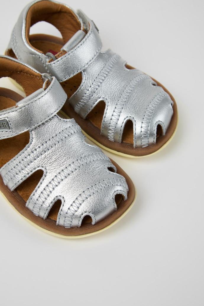 Bicho Gray Leather Closed Sandals for kids. by CAMPER