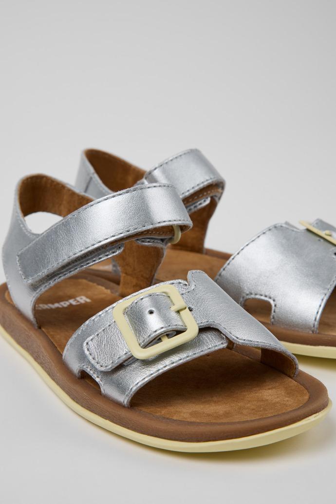 Bicho Gray Leather Sandals for kids. by CAMPER