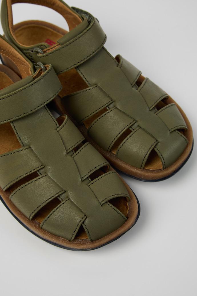 Bicho Green Leather Closed Sandals for kids. by CAMPER