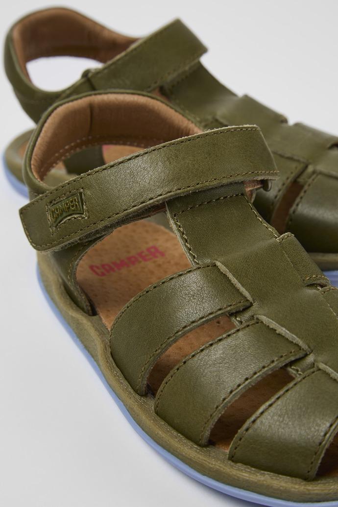 Bicho Green Leather Sandal by CAMPER