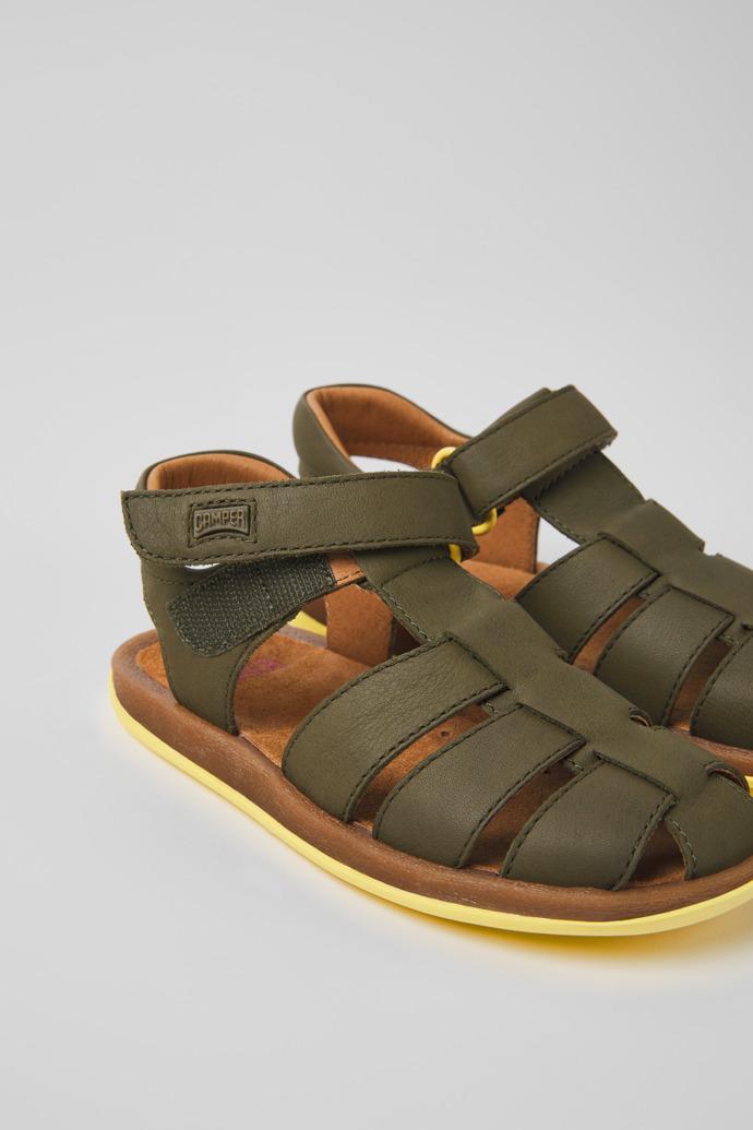 Bicho Green leather sandals for kids by CAMPER