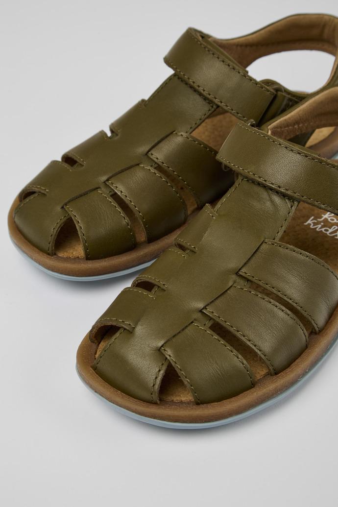 Bicho Green leather sandals for kids by CAMPER