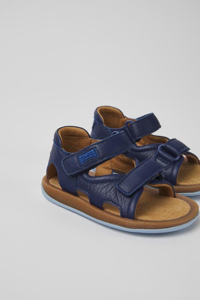 Bicho Navy blue leather sandals for kids by CAMPER