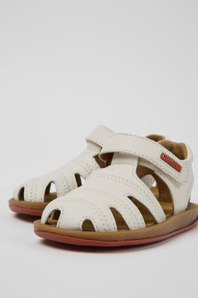 Bicho White leather sandals for kids by CAMPER