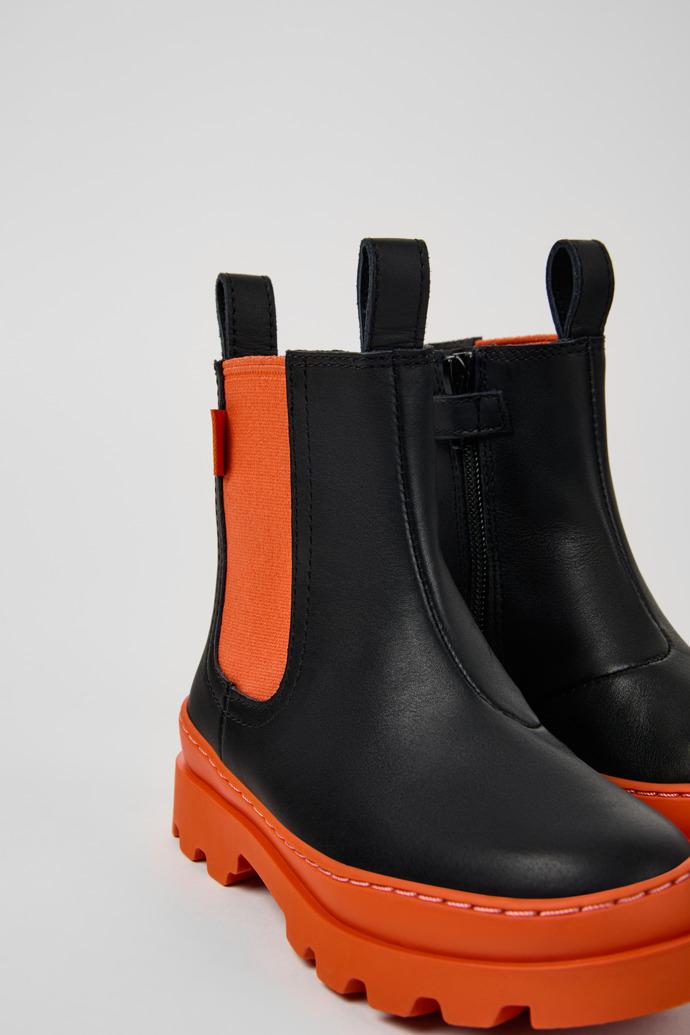 Brutus Black leather Chelsea boots for kids by CAMPER